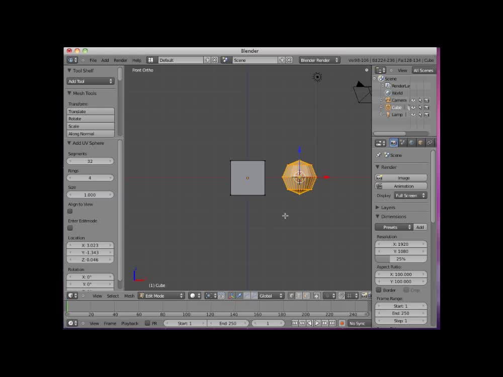 2 Adding Mesh Objects In Edit Mode by Neal Hirsig video Blenderheads