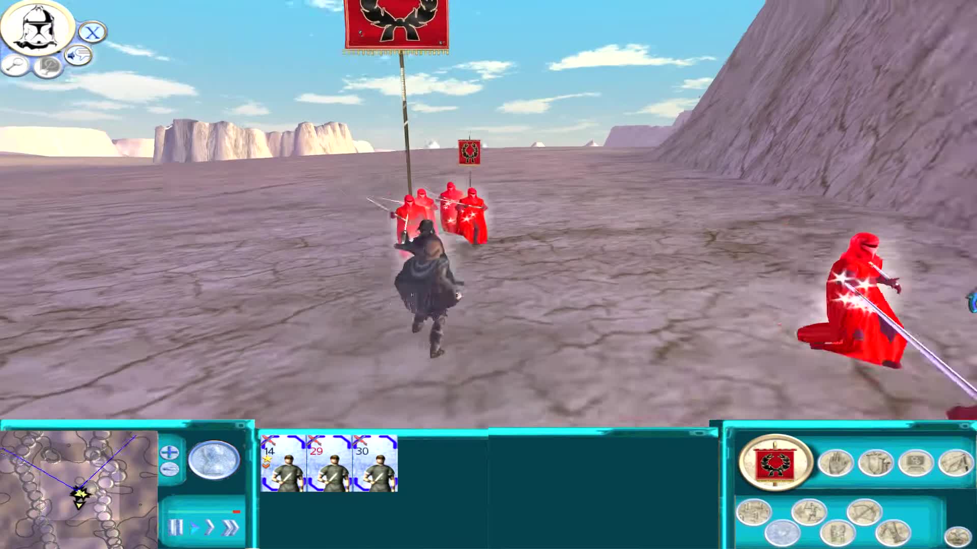 Darth Vader, with a bodyguard of the Emperor